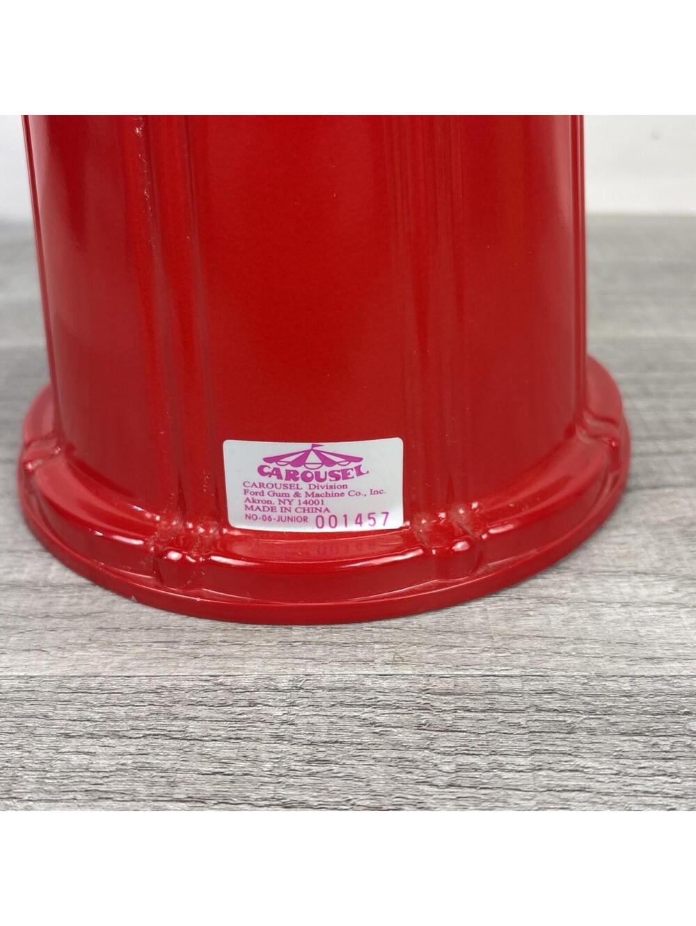 Vintage Red Carousel 1985 Gumball Candy Machine Metal Bank Glass Globe - 10.8" - Picture 7 of 14